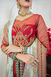 Zarposh Safarnama Festive Embroidered Net Unstitched 3Pc Suit - Lark 05