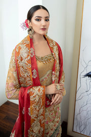 Zarposh Safarnama Festive Embroidered Net Unstitched 3Pc Suit - Cardinal 02