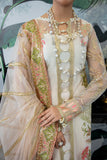 Zarposh Safarnama Festive Embroidered Net Unstitched 3Pc Suit - Egret 07