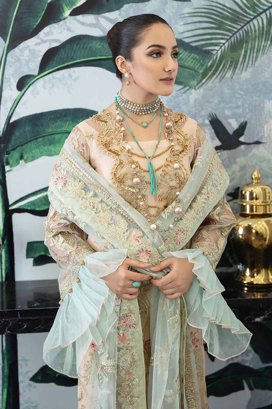 Zarposh Safarnama Festive Embroidered Net Unstitched 3Pc Suit - Ibis 03