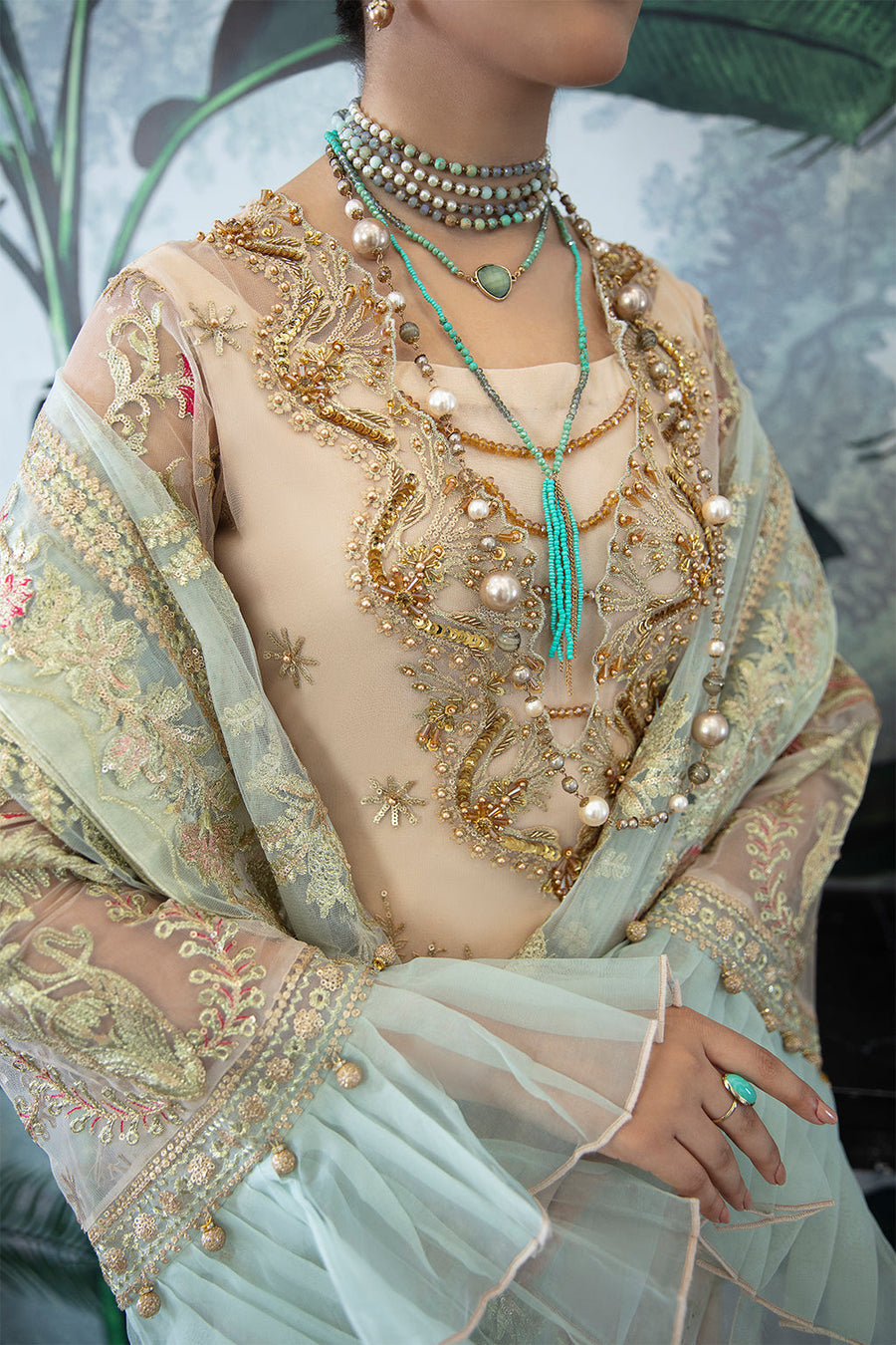 Zarposh Safarnama Festive Embroidered Net Unstitched 3Pc Suit - Ibis 03