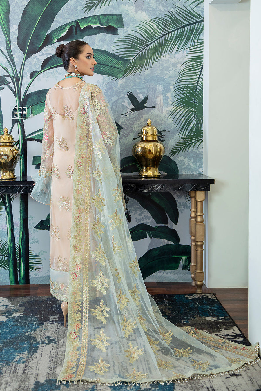 Zarposh Safarnama Festive Embroidered Net Unstitched 3Pc Suit - Ibis 03