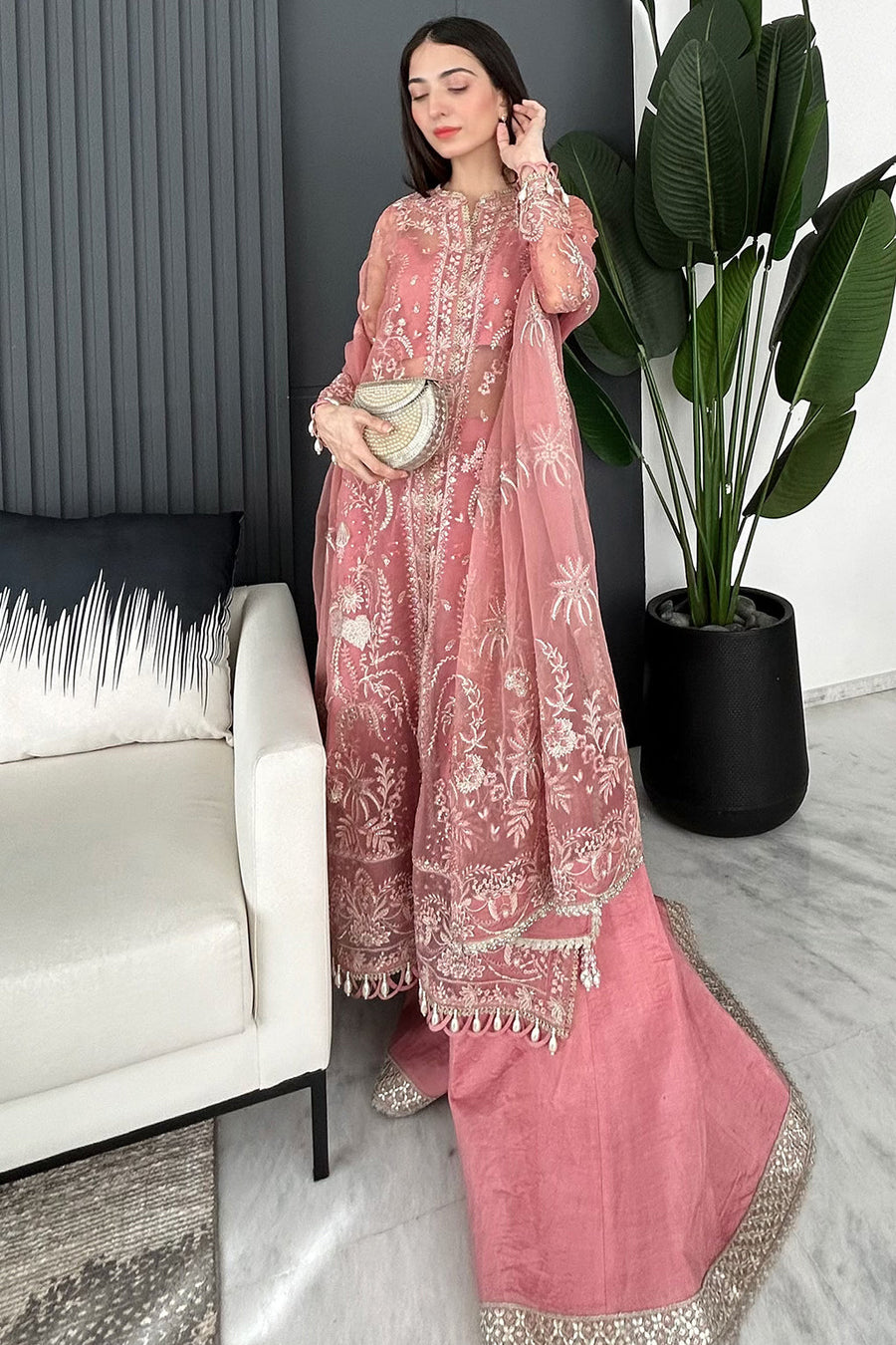 Silsila by Saad Shaikh Embroidered Organza Unstitched 3Pc Suit D-03 Leya