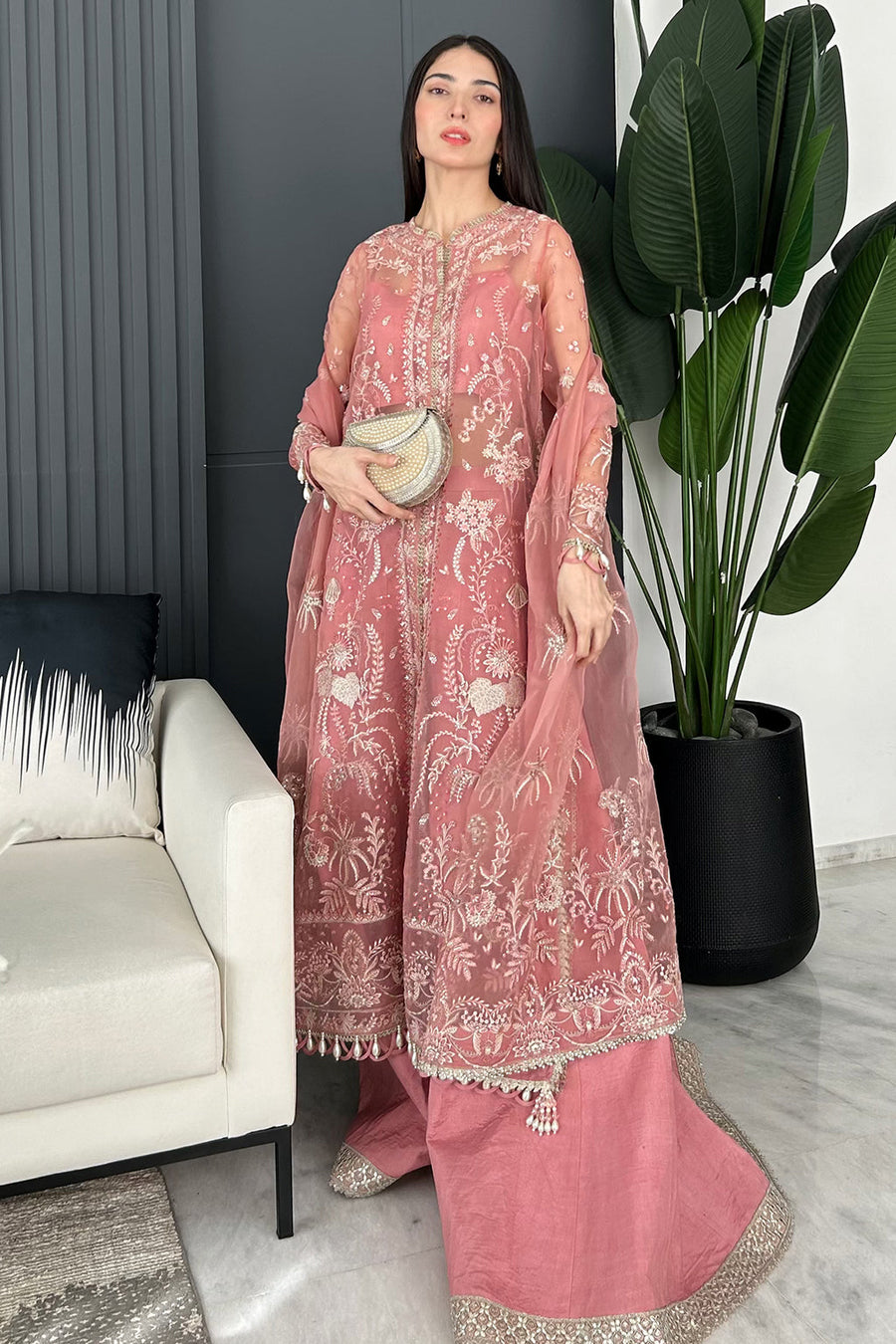 Silsila by Saad Shaikh Embroidered Organza Unstitched 3Pc Suit D-03 Leya