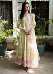 MOK Rang e Noor Embroidered Grip 3Pc Suit Nargis - Yellow