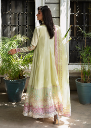 MOK Rang e Noor Embroidered Grip 3Pc Suit Nargis - Yellow
