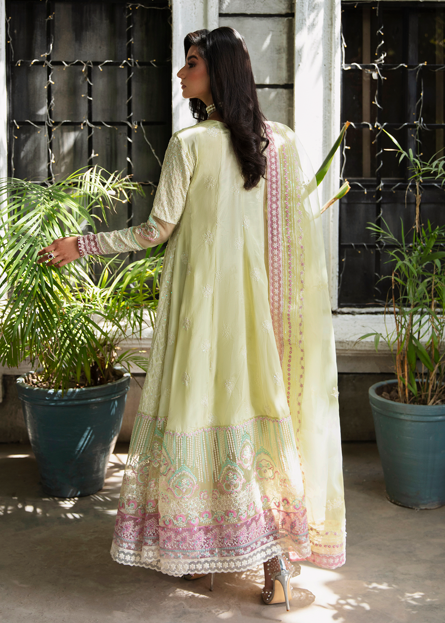 MOK Rang e Noor Embroidered Grip 3Pc Suit Nargis - Yellow