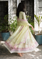 MOK Rang e Noor Embroidered Grip 3Pc Suit Nargis - Yellow