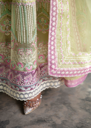MOK Rang e Noor Embroidered Grip 3Pc Suit Nargis - Yellow