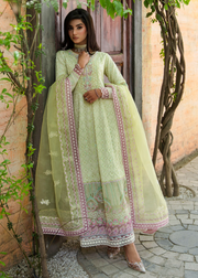 MOK Rang e Noor Embroidered Grip 3Pc Suit Nargis - Yellow