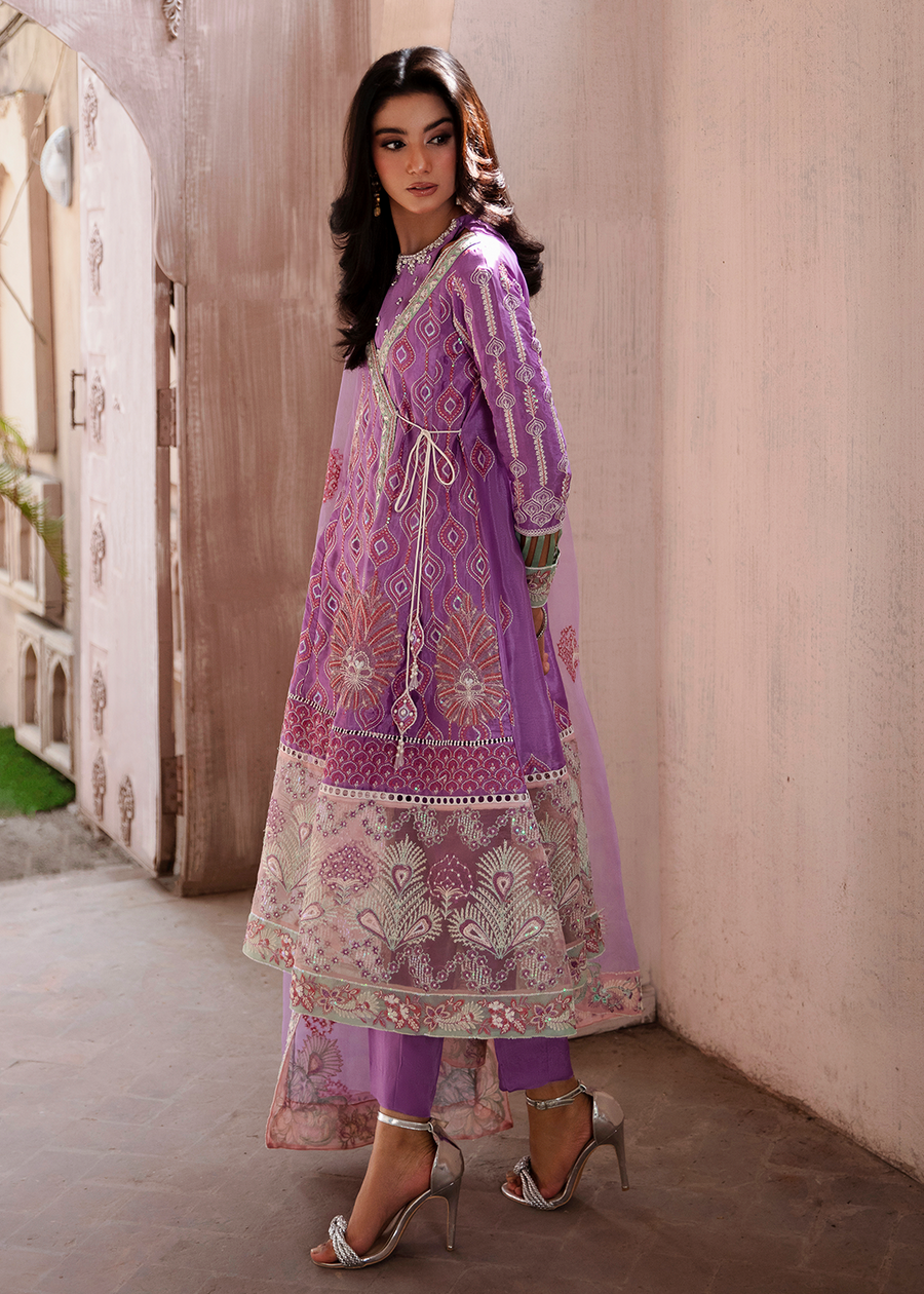 MOK Rang e Noor Embroidered Grip 3Pc Suit Kanwal - Lilac