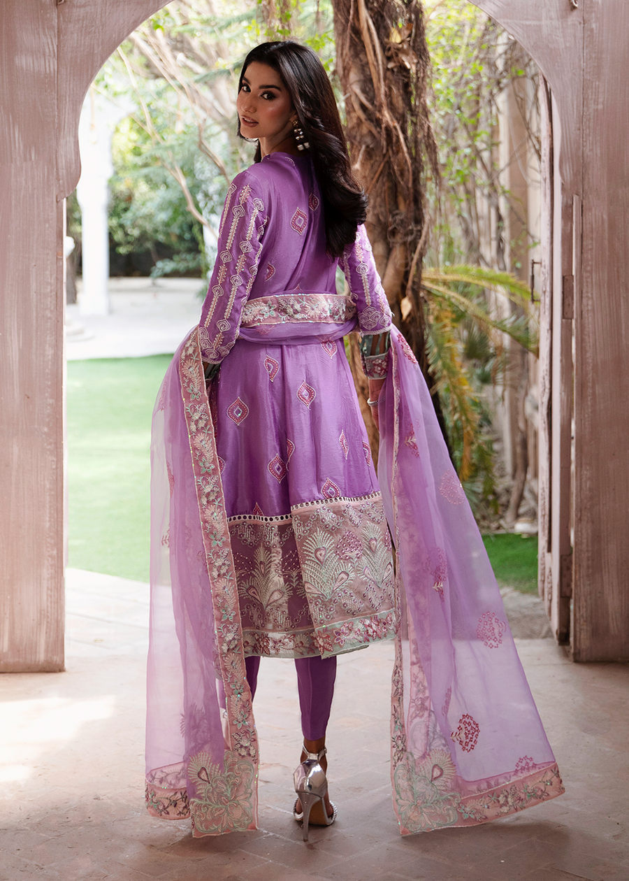 MOK Rang e Noor Embroidered Grip 3Pc Suit Kanwal - Lilac