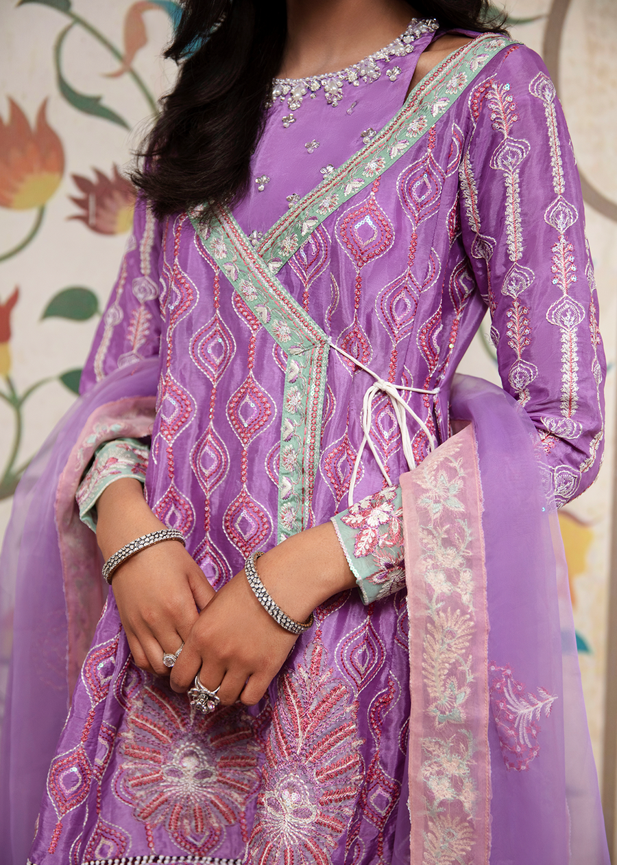 MOK Rang e Noor Embroidered Grip 3Pc Suit Kanwal - Lilac