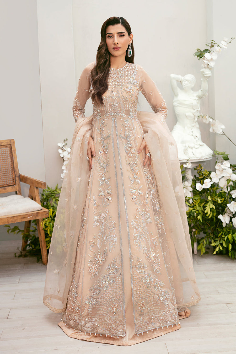 Sardinia La'more Embroidered Organza Unstitched 3Pc Suit SR-106 Tulip Tales