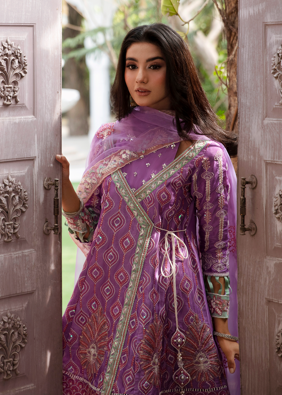 MOK Rang e Noor Embroidered Grip 3Pc Suit Kanwal - Lilac