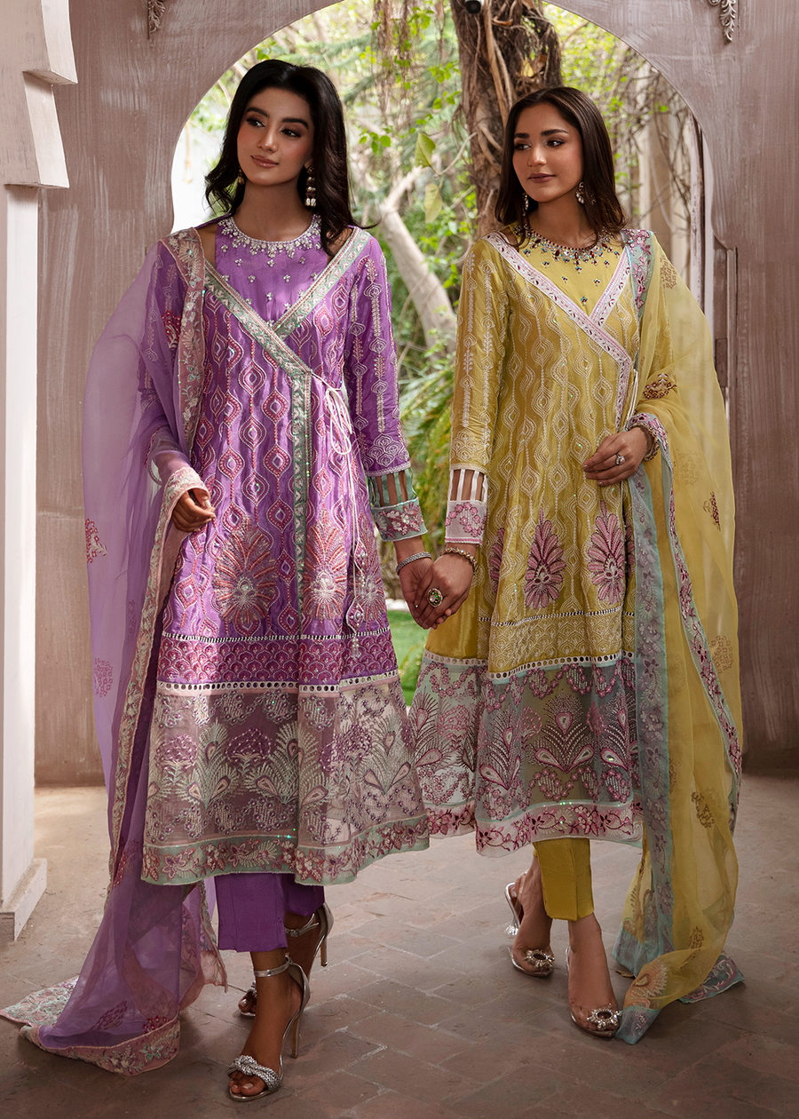 MOK Rang e Noor Embroidered Grip 3Pc Suit Kanwal - Lilac