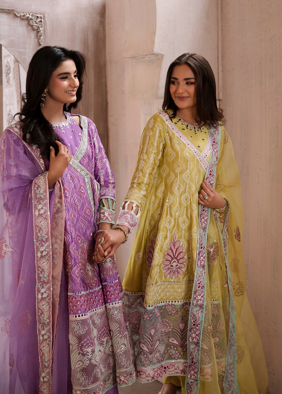 MOK Rang e Noor Embroidered Grip 3Pc Suit Kanwal - Lilac