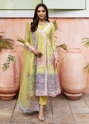 MOK Rang e Noor Embroidered Grip 3Pc Suit Kanwal - Yellow