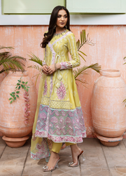 MOK Rang e Noor Embroidered Grip 3Pc Suit Kanwal - Yellow