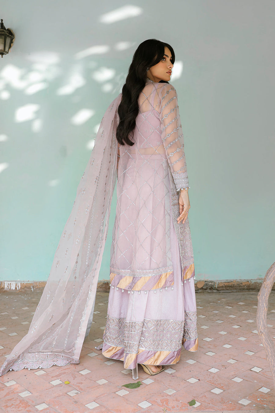 Zarposh Safarnama Festive Embroidered Organza Unstitched 3Pc Suit - SALVIA
