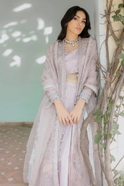Zarposh Safarnama Festive Embroidered Organza Unstitched 3Pc Suit - SALVIA