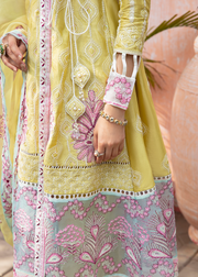 MOK Rang e Noor Embroidered Grip 3Pc Suit Kanwal - Yellow