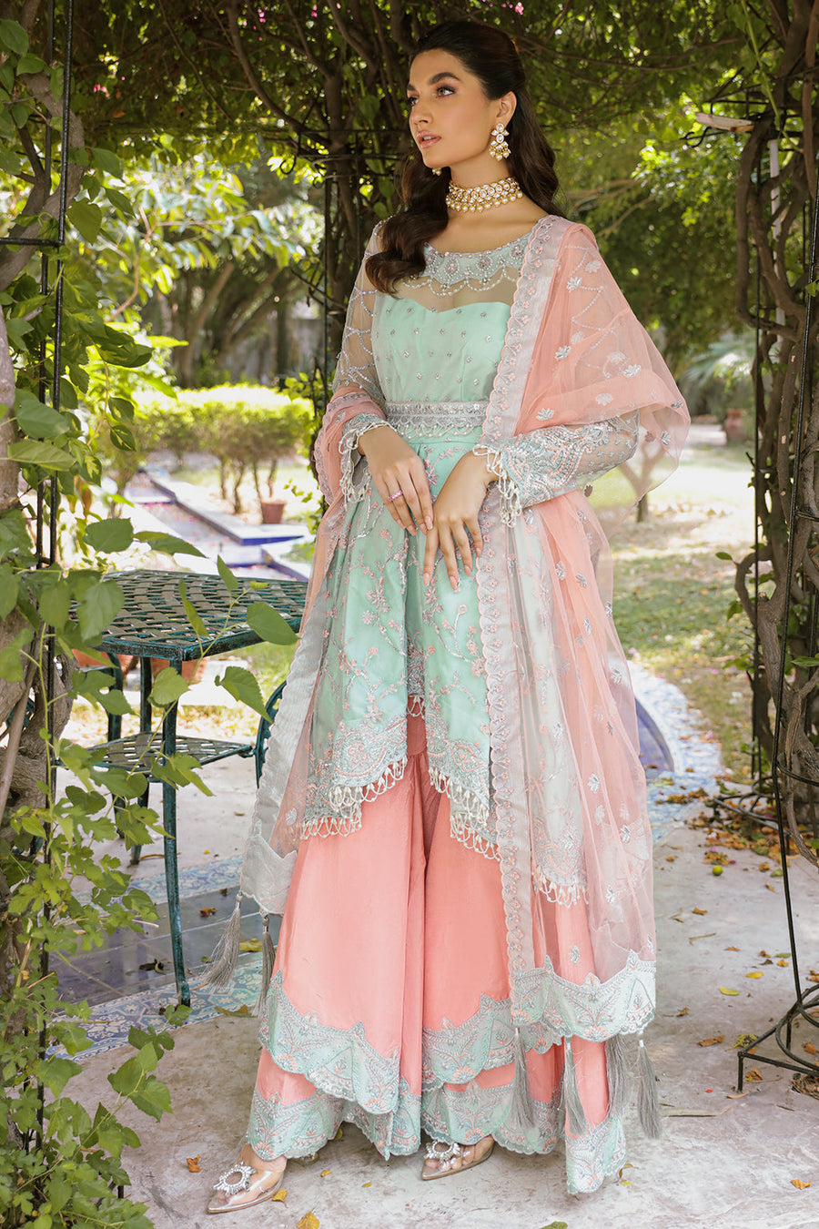 Zarposh Safarnama Festive Embroidered Net Unstitched 3Pc Suit - VIOLA