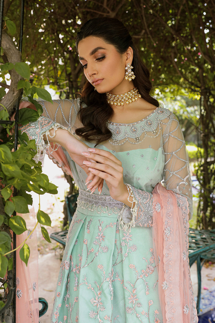 Zarposh Safarnama Festive Embroidered Net Unstitched 3Pc Suit - VIOLA