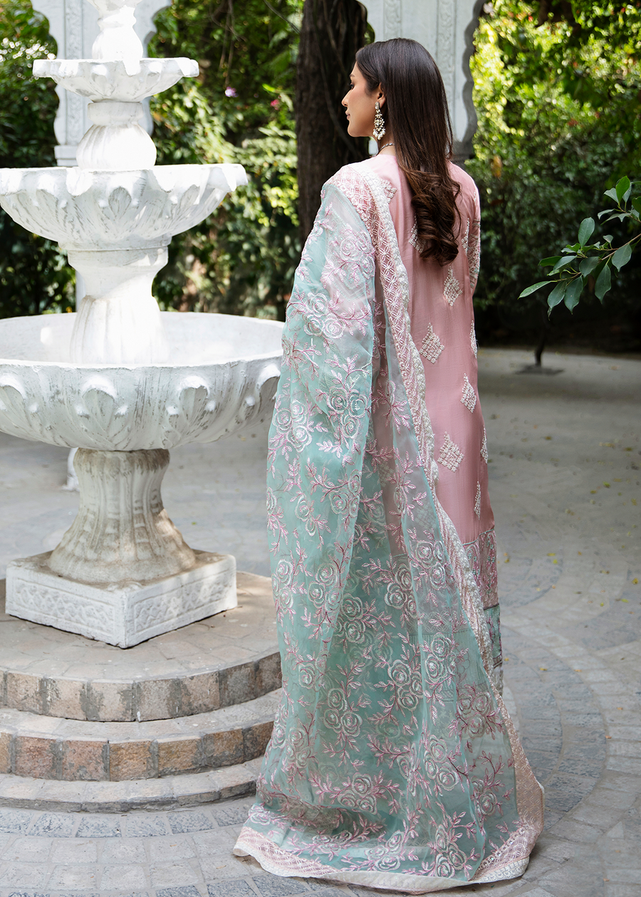 MOK Rang e Noor Embroidered Grip 3Pc Suit - Champa