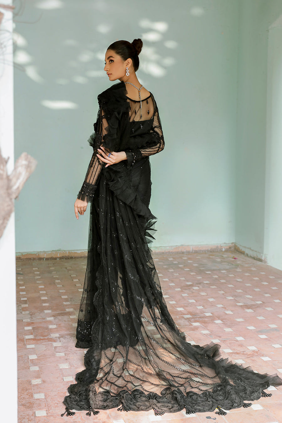 Zarposh Safarnama Festive Embroidered Net Unstitched 3Pc Suit - CANNA