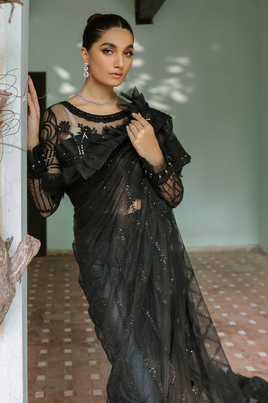 Zarposh Safarnama Festive Embroidered Net Unstitched 3Pc Suit - CANNA