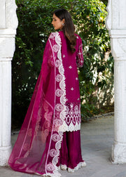 MOK Rang e Noor Embroidered Grip 3Pc Suit Sumbul - Fuchsia