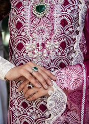 MOK Rang e Noor Embroidered Grip 3Pc Suit Sumbul - Fuchsia