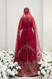 Sardinia La'more Embroidered Poly Net Unstitched 3Pc Suit SR-104 Radiant Ruby