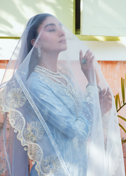 MOK Rang e Noor Embroidered Grip 3Pc Suit Sumbul - Sky Blue