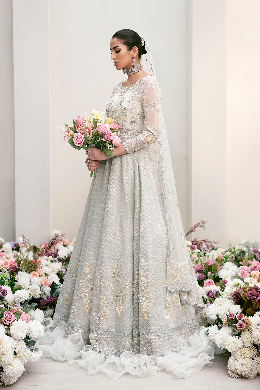 Sardinia La'more Embroidered Organza Unstitched 3Pc Suit SR-103 Blooming Bud