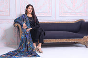 Feathers Digital Printed Khaddar Unstitched 3Pc Suit INDIGO-FT169
