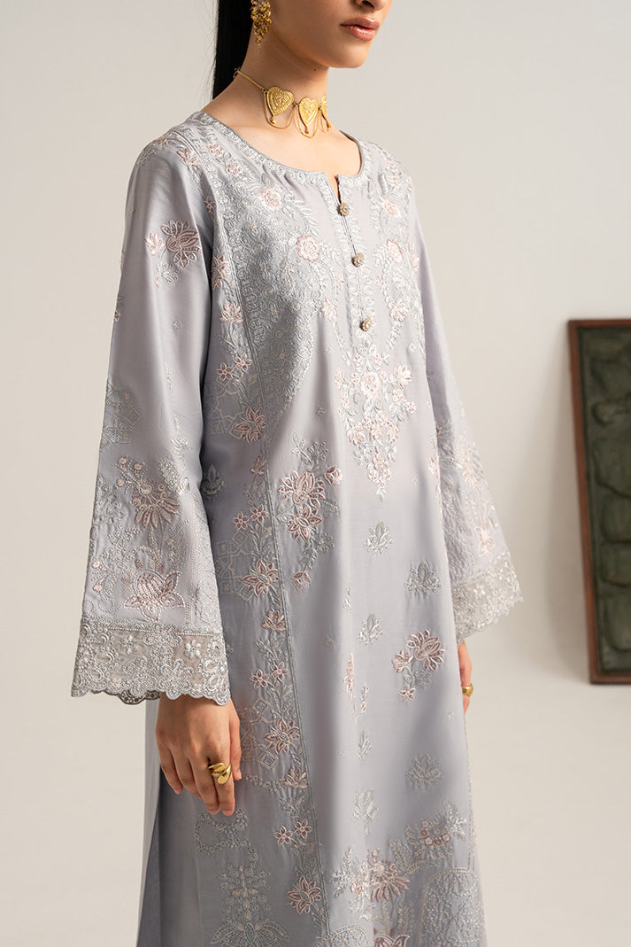 Imrozia Premium Elora Pret Embroidered Cotton 3Pc Suit IP-196 Frost Veil