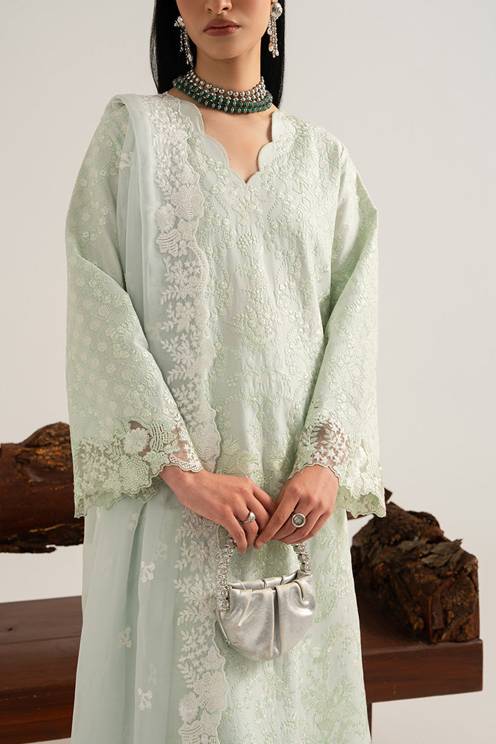 Imrozia Premium Elora Pret Embroidered Cotton 3Pc Suit IP-197 Sage Drift