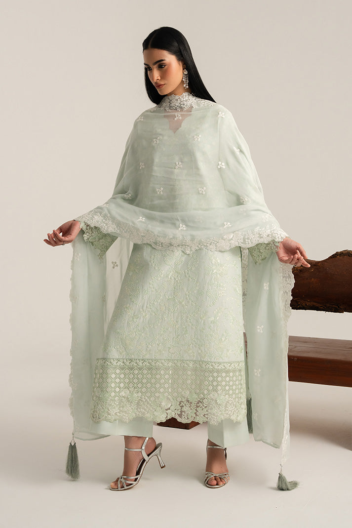 Imrozia Premium Elora Pret Embroidered Cotton 3Pc Suit IP-197 Sage Drift