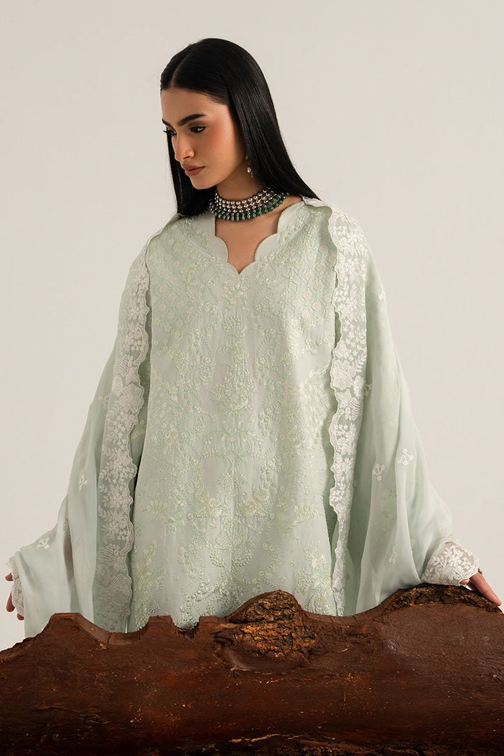 Imrozia Premium Elora Pret Embroidered Cotton 3Pc Suit IP-197 Sage Drift