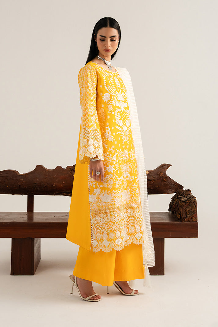Imrozia Premium Elora Pret Embroidered Cotton 3Pc Suit IP-199 Amber Tide