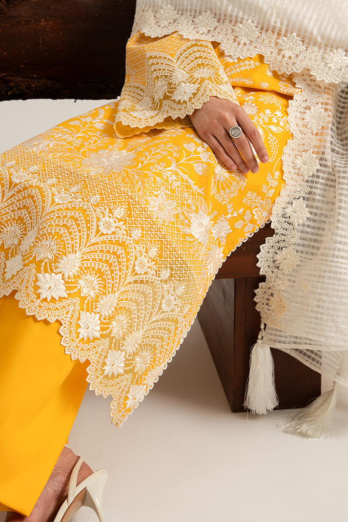 Imrozia Premium Elora Pret Embroidered Cotton 3Pc Suit IP-199 Amber Tide