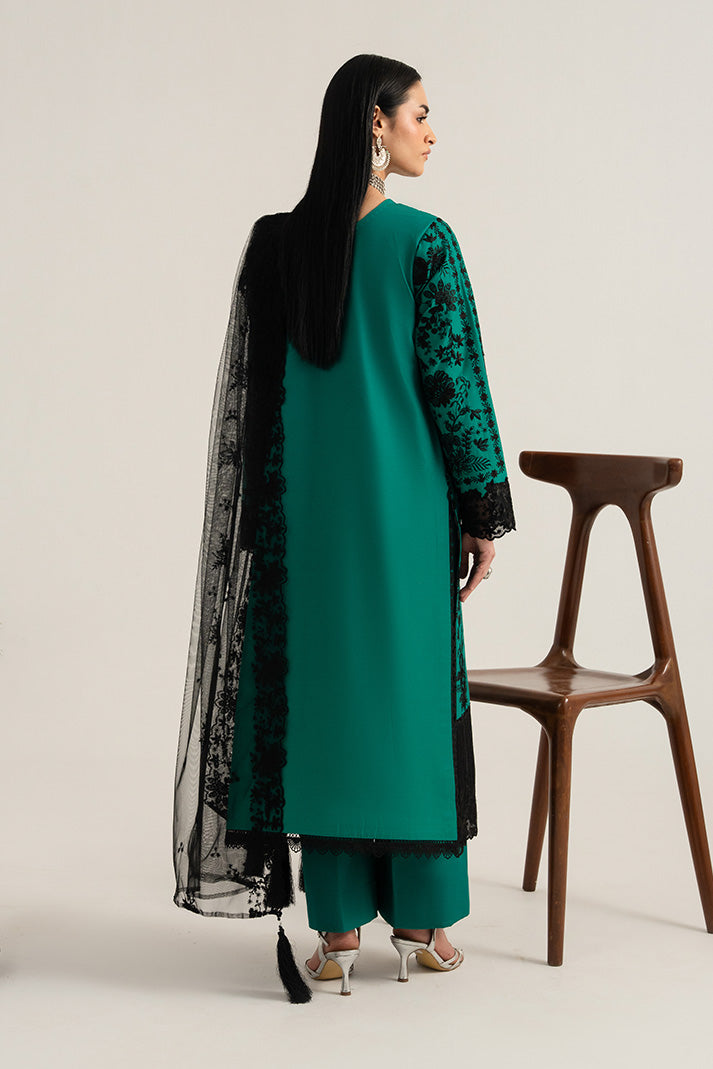 Imrozia Premium Elora Pret Embroidered Cotton 3Pc Suit IP-201 Noir Fern