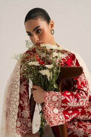 Imrozia Premium Elora Pret Embroidered Cotton 3Pc Suit IP-203 Rouge Frame