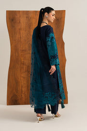 Imrozia Premium Elora Pret Embroidered Cotton 3Pc Suit IP-204 Ocean Ink