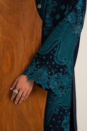 Imrozia Premium Elora Pret Embroidered Cotton 3Pc Suit IP-204 Ocean Ink