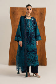 Imrozia Premium Elora Pret Embroidered Cotton 3Pc Suit IP-204 Ocean Ink