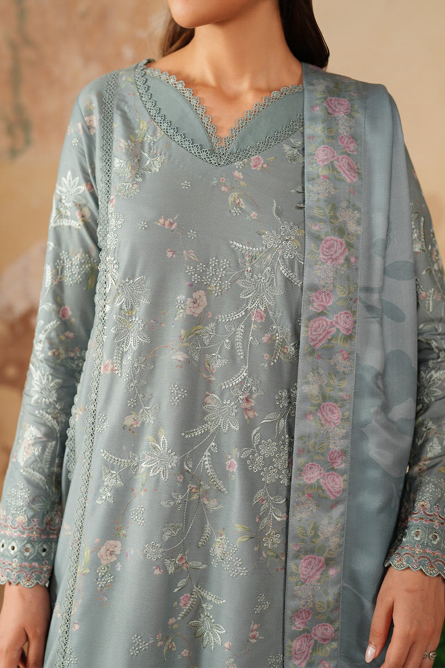 IZNIK Pre Fall Embroidered Viscose Linen Unstitched 3Pc Suit IPF-10