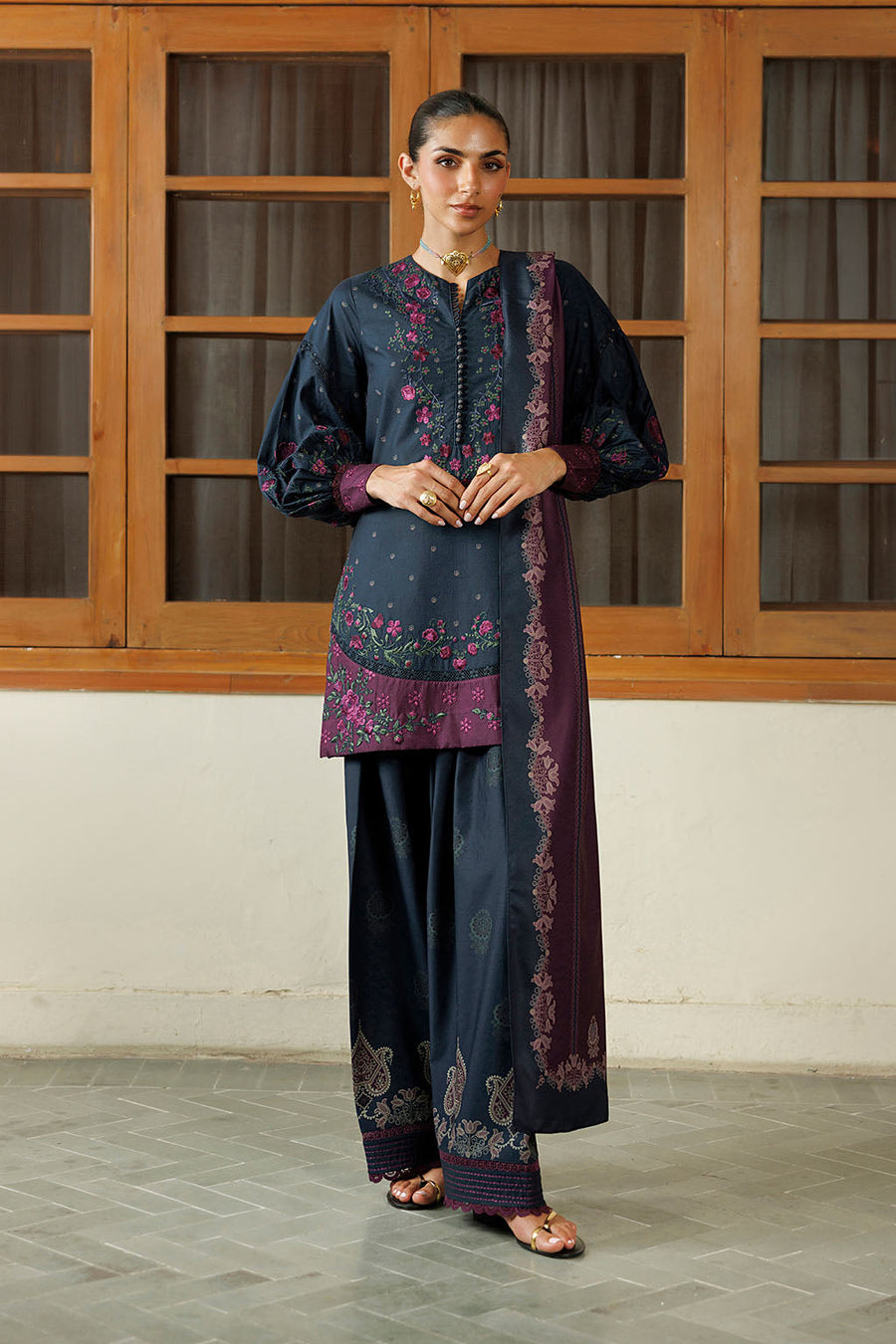 IZNIK Pre Fall Embroidered Viscose Linen Unstitched 3Pc Suit IPF-26